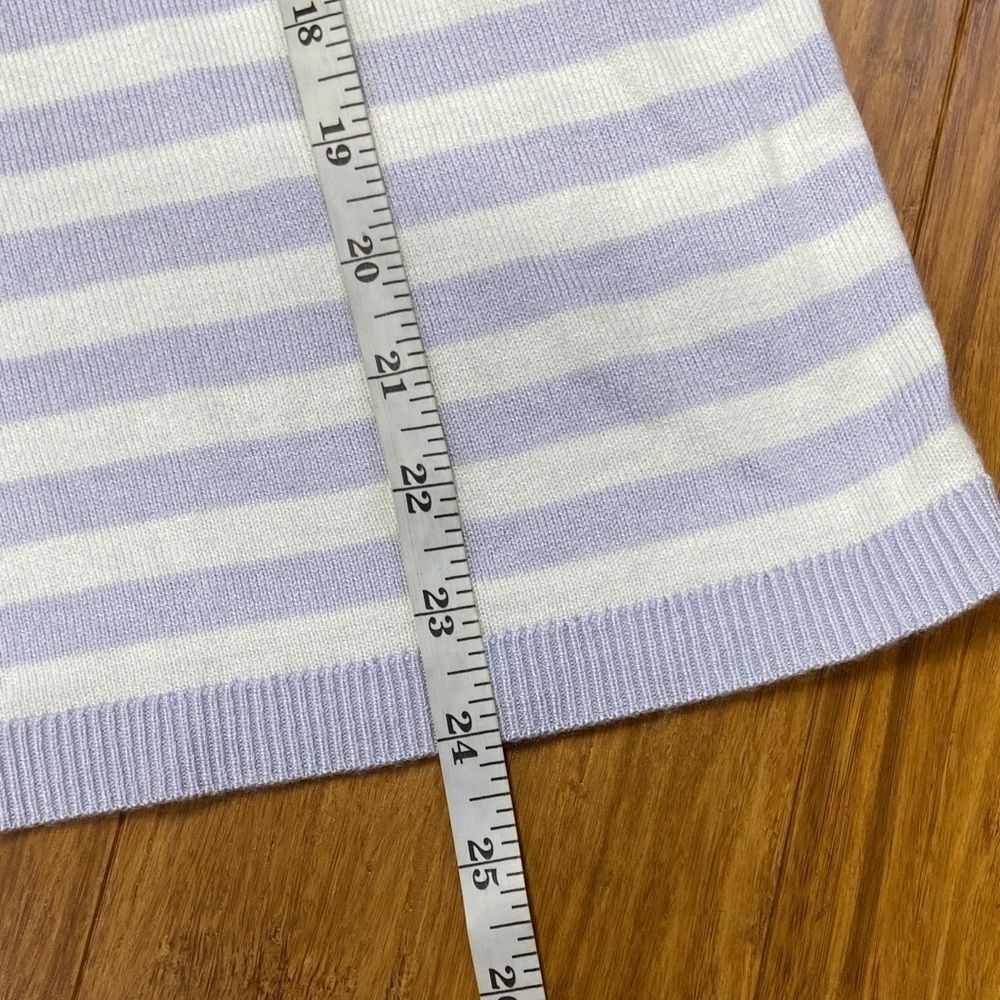 Ann Taylor Lavender and White Striped Long Sleeve Knit Sweater size Medium - Picture 7 of 7